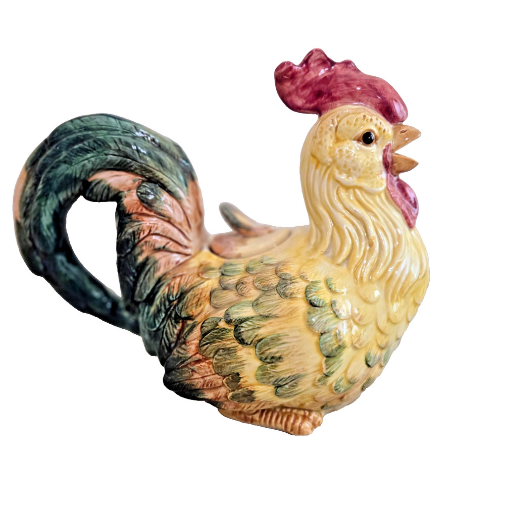Vintage 1986 FITZ & FLOYD Coq du Village ROOSTER Teapot - Picture 10 of 12